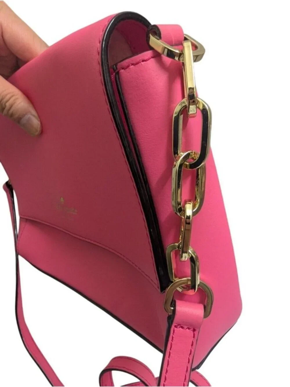 Kate Spade Pink Leather Chain-Accent Crossbody Bag
